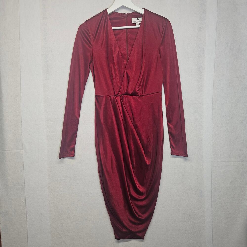 Altuzarra for Target Maroon Red Satin Wrap Dress Size 4 Classy Elegant